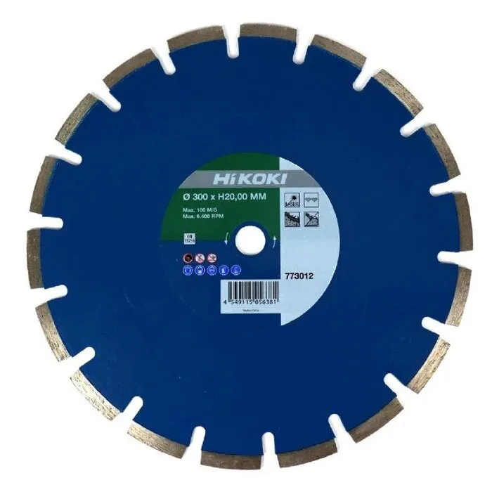 Disc diamantat, cu segmente, pentru debitare materiale dure, Hikoki 773012, 300 x 20 mm