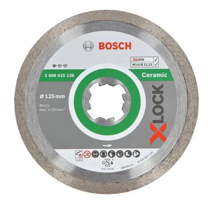 Disc diamantat pentru debitare placi ceramice, Bosch X-Lock, 125x22.23x1.6mm