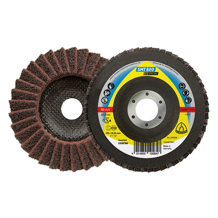 Disc lamelar frontal pentru inox, Klingspor SMT 800, 115 x 22.23 mm, Maro