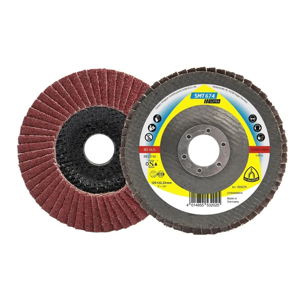 Disc lamelar frontal, pentru metal, Klingspor SMT 674, 125 x 22.23 mm, granulatie 60