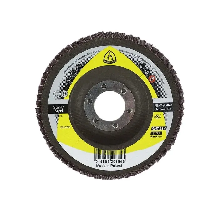 Disc lamelar frontal, pentru otel / metale neferoase, Klingspor SMT 314, 125 x 22.23 mm, granulatie 40