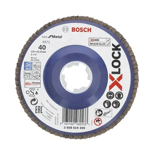 Disc lamelar pentru slefuit Bosch Zubehör Ø125mm, granulatie 40, pentru mandrina X-LOCK System