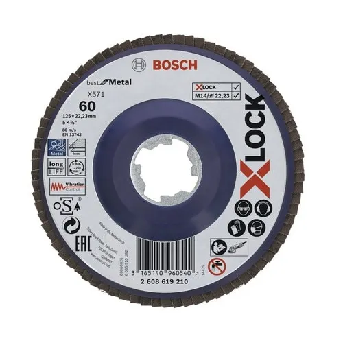 Disc lamelar pentru slefuit Bosch Zubehör Ø125mm, granulatie 60, pentru mandrina X-LOCK System