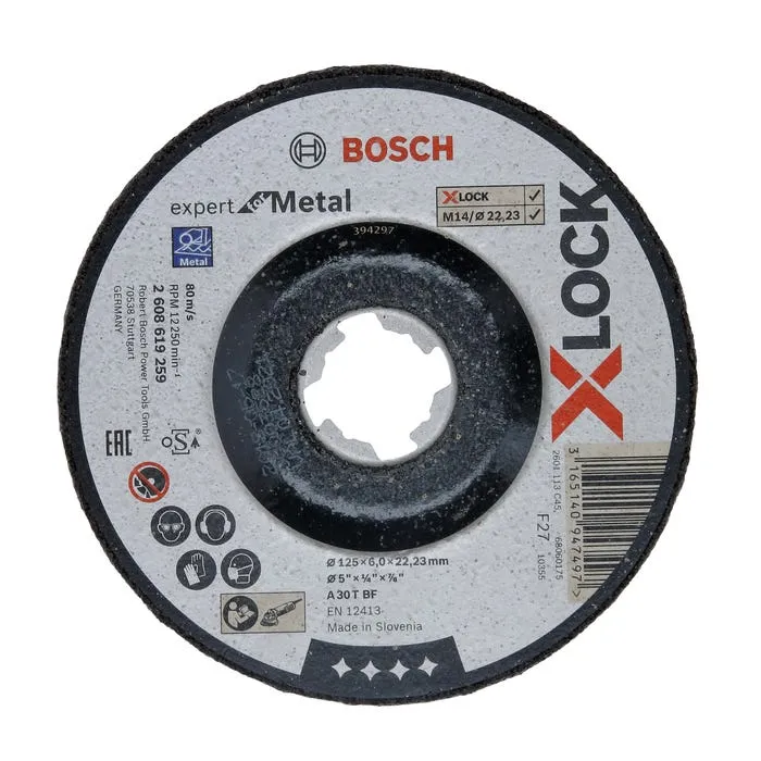 Disc pentru slefuire, Bosch Expert for Metal X-Lock, 125 x 22.23 x 6 mm