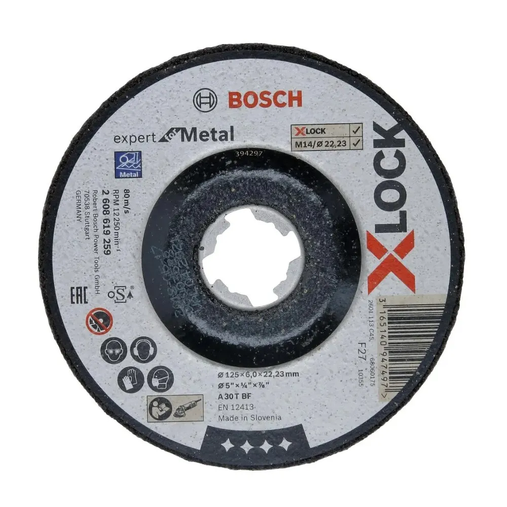 Disc pentru slefuire, Bosch Expert for Metal X-Lock, 125 x 22.23 x 6 mm