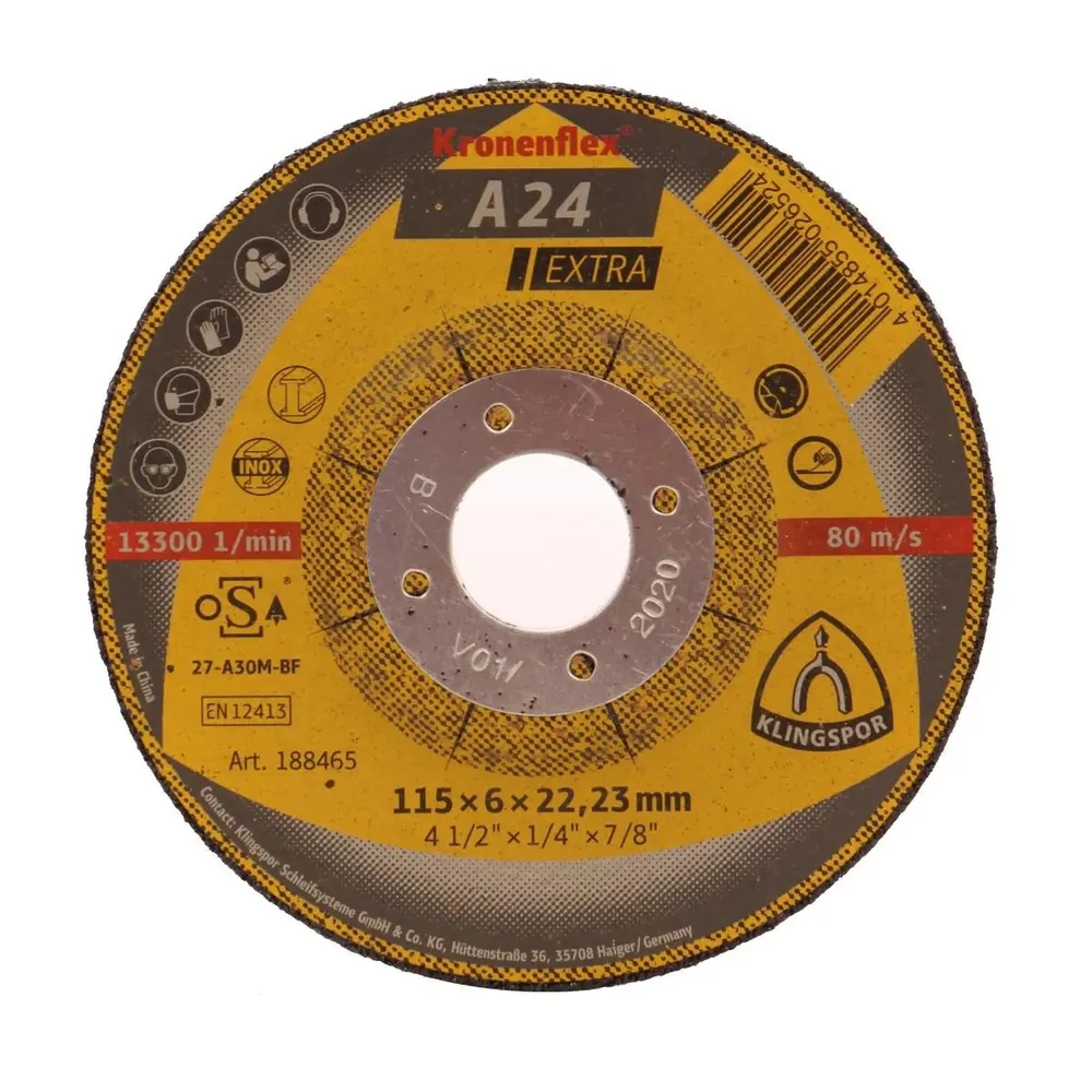 Disc polizare metal, Klingspor A 24 Extra, 115 x 22.23 x 6 mm