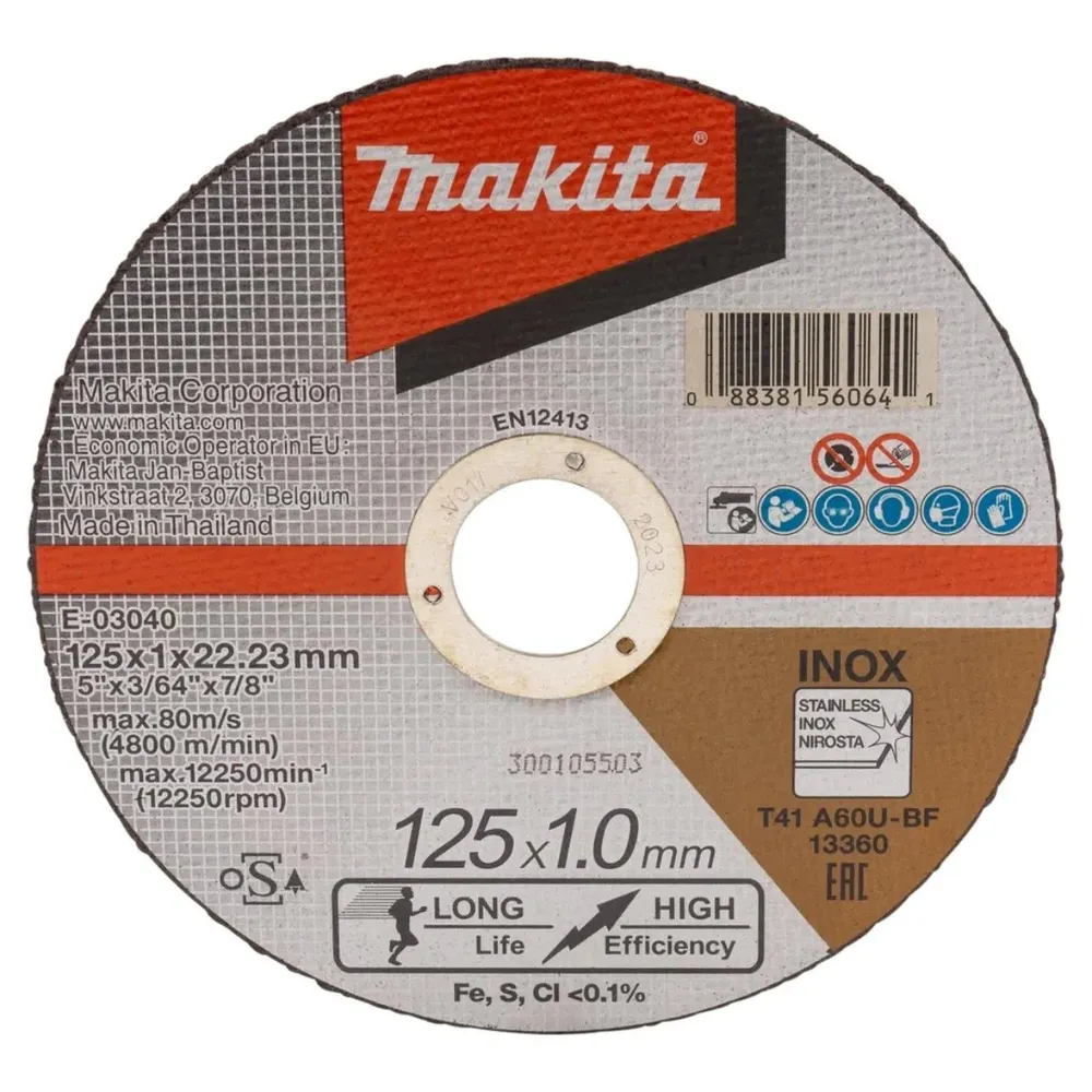Disc taiere inox, Makita A60U, 125 x 22.23 x 1 mm