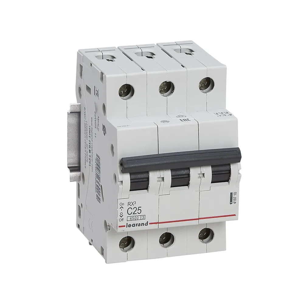 Disjunctor Legrand RX3, tripolar, 25 A, curba C, 4.5 KA
