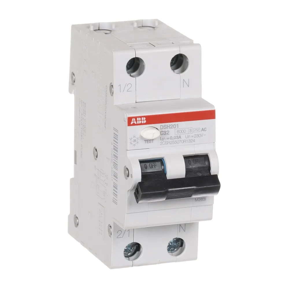 Disjunctor modular ABB, diferential P+N, 32A, 2P