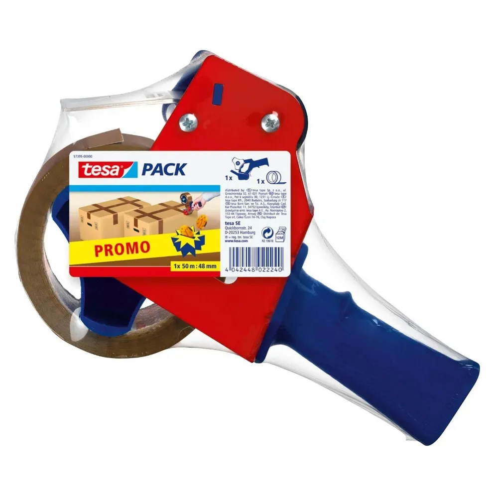Dispenser banda adeziva pentru ambalare tesa 57395 + banda ambalare 50 m x 48 mm