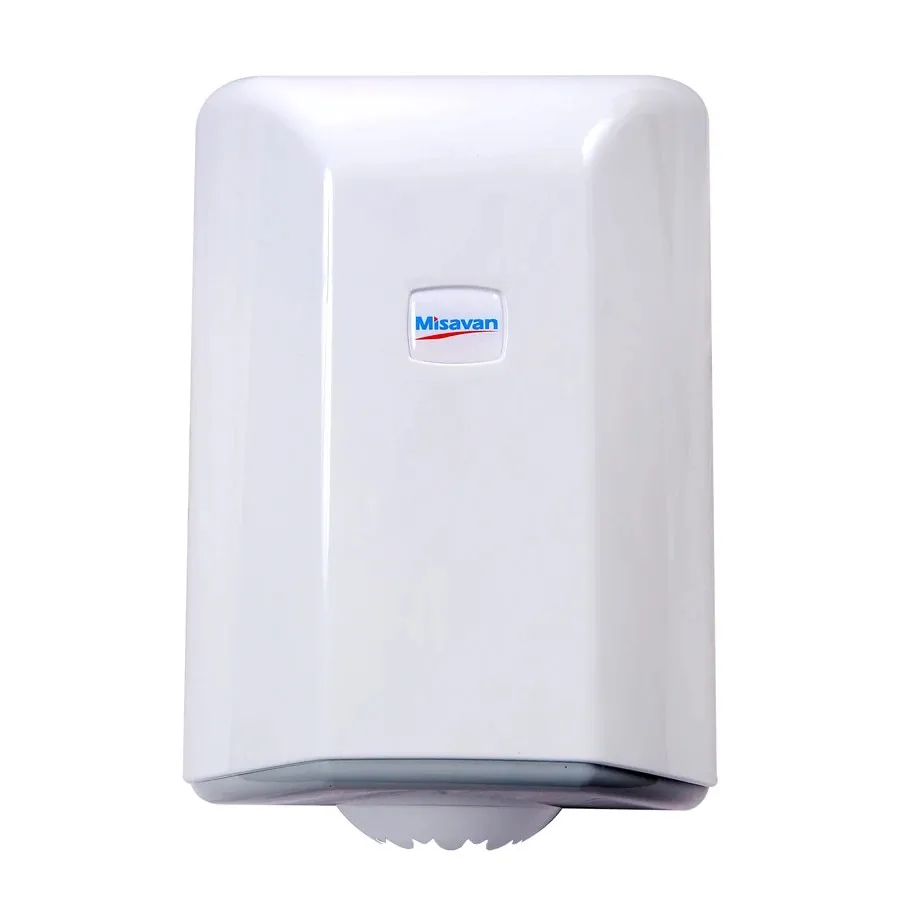 Dispenser hartie Misavan, alb, derulare centrala, plastic, 33 x 25 x 13 cm