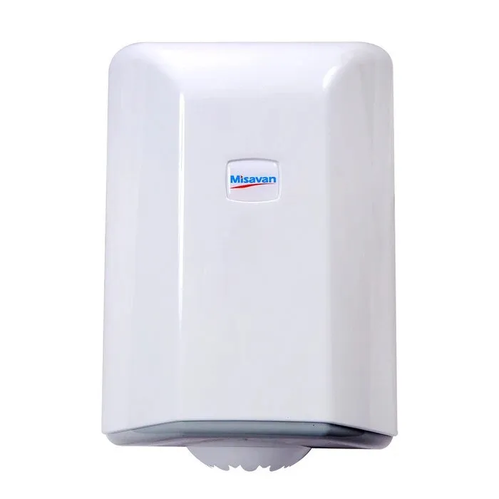 Dispenser hartie Misavan, alb, derulare centrala, plastic, 33 x 25 x 13 cm