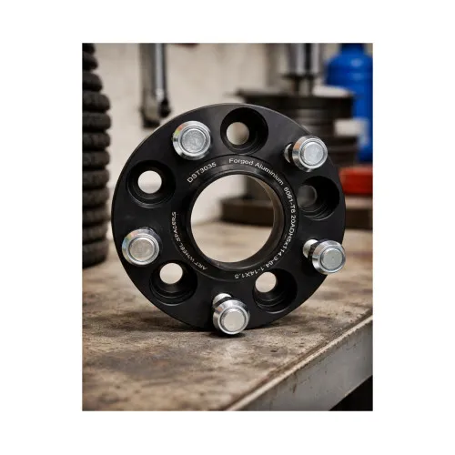 Distantier janta auto 20 mm 5x114.3 centrare 64.1 prindere dubla cu piulite M14x1.5 aluminiu forjat negru — imaginea 3
