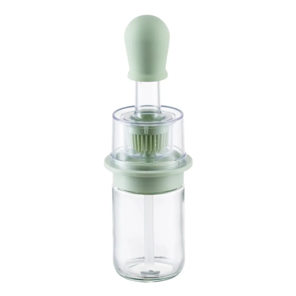 Distribuitor ulei AAB068, cu pensula, plastic + silicon, transparent, 180 ml