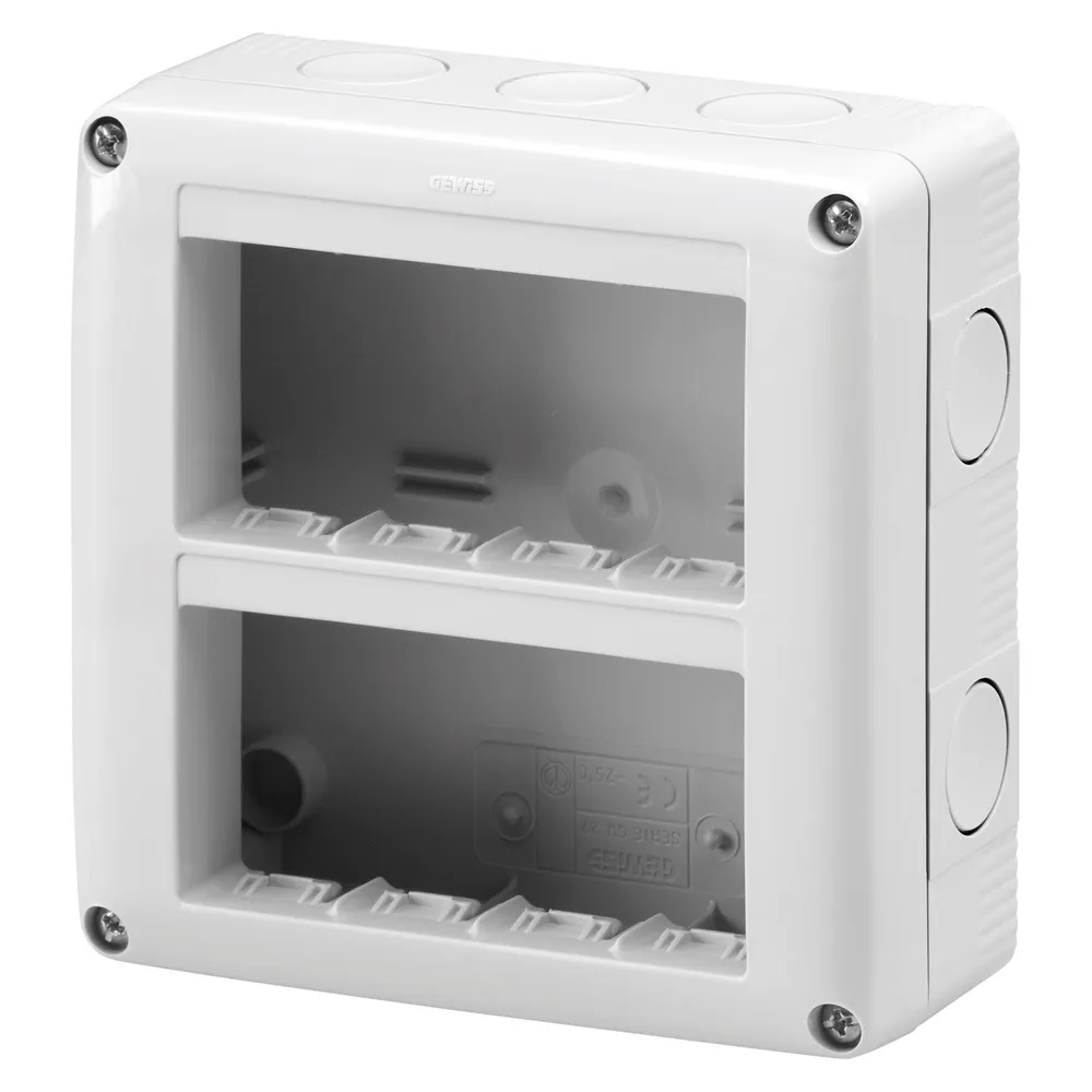 Doza aparat Gewiss, aparenta, cu 8 module, IP40, verticala, 132 x 132 x 55 mm