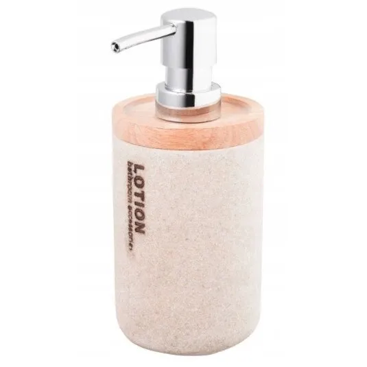 Dozator de sapun lichid, Bisk, Plastic/Rasina, 350ml, Bej