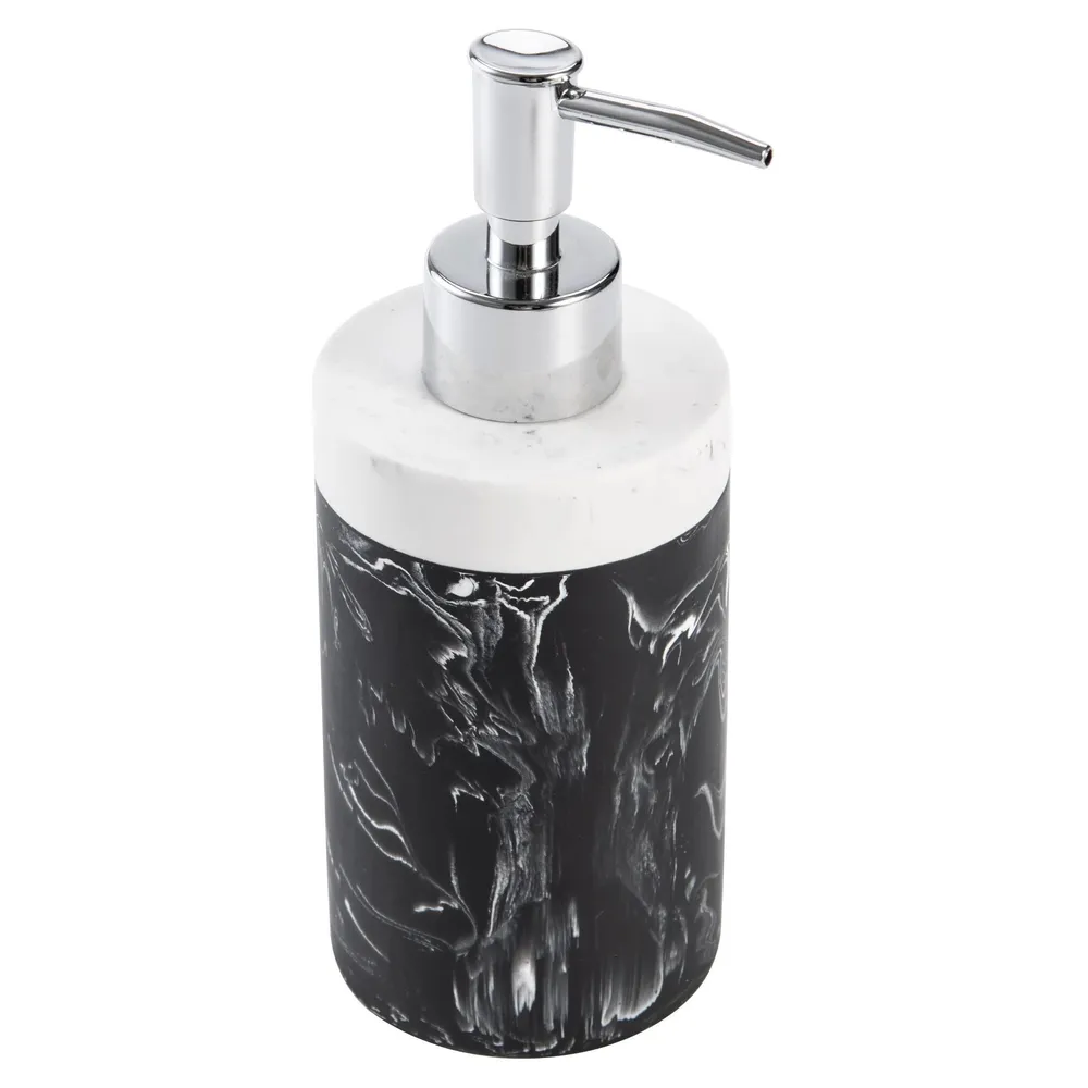 Dozator sapun lichid Kadda Marmor BPO-3919A, polirasina, negru + alb, 250 ml