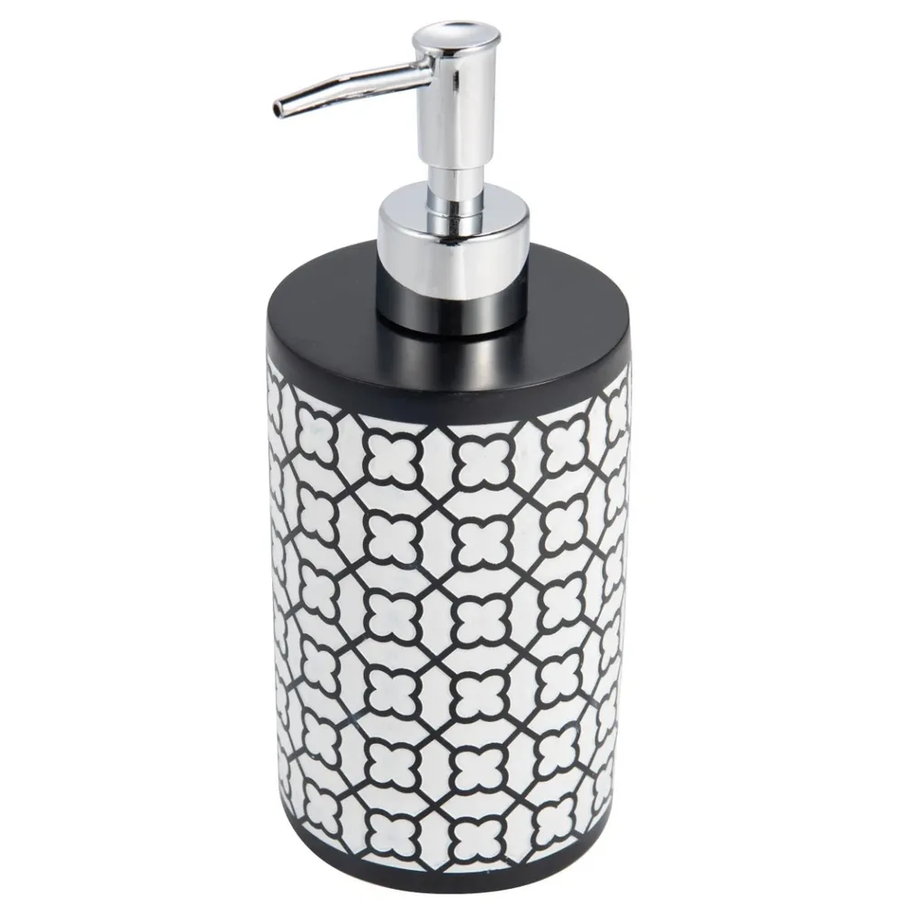 Dozator sapun lichid, Kadda Mosaic BPO-4243A, polirasina, alb + negru, 430 ml
