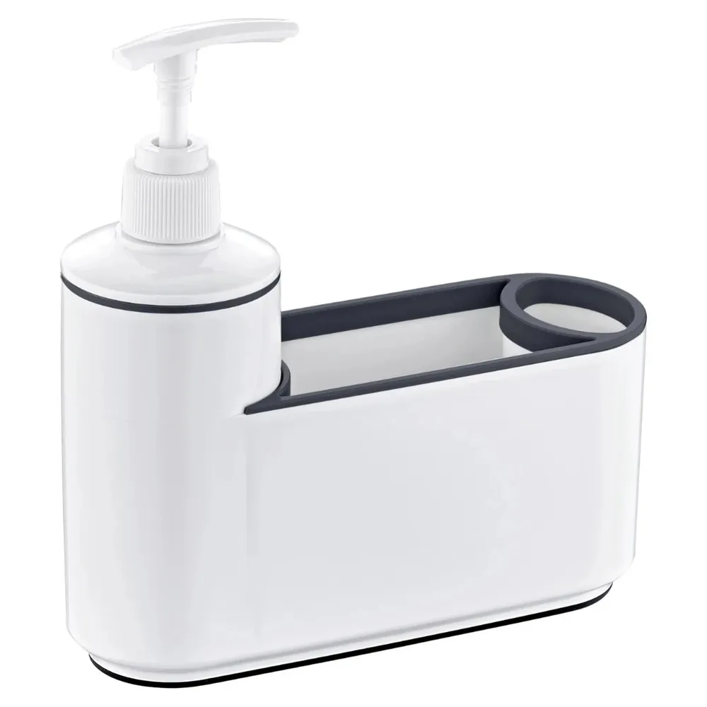 Dozator sapun lichid + organizator Okyanus Home Elegance OKY-660, 0.2 L, polistiren, alb