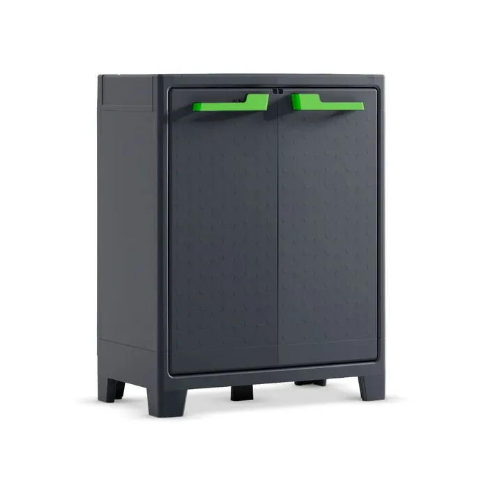 Dulap pentru gradina Keter Moby, 2 usi, 2 rafturi, plastic, grafit, 80 x 44 x 100 cm