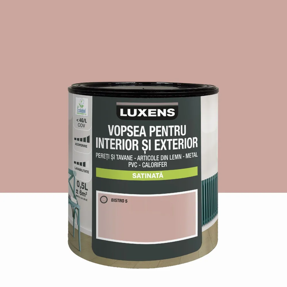 Email pe baza de apa Luxens, multisuport, Bistro5, aspect satinat, 0.5 L