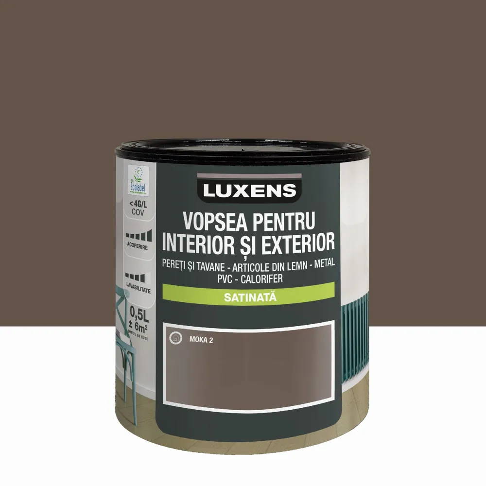 Email pe baza de apa Luxens, multisuport, Moka2, aspect satinat, 0.5 L