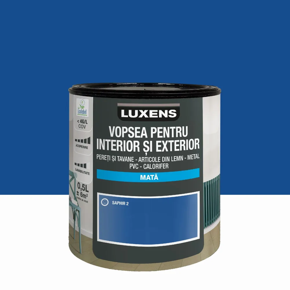 Email pe baza de apa Luxens, multisuport, Saphir2, aspect mat, 0.5 L