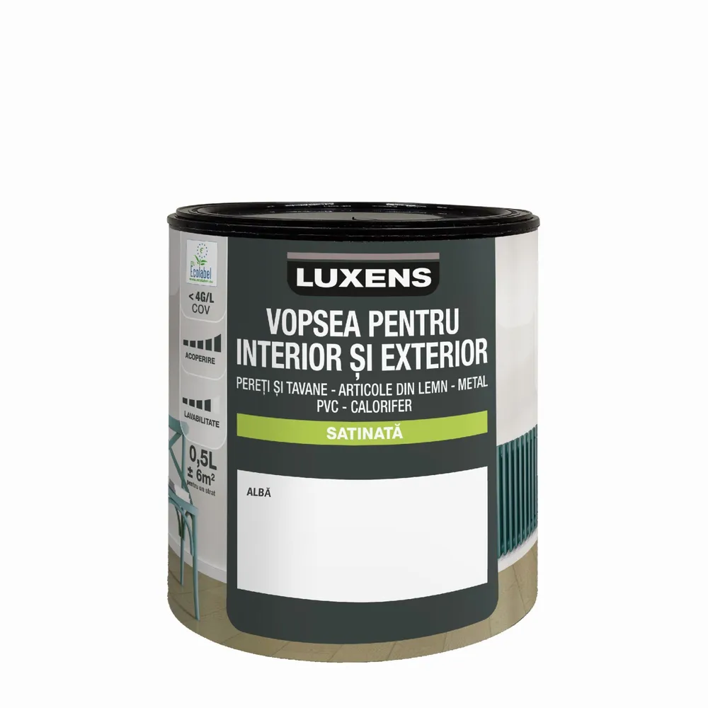 Email pe baza de apa Luxens, multisuport, White, aspect satinat, 0.5 L