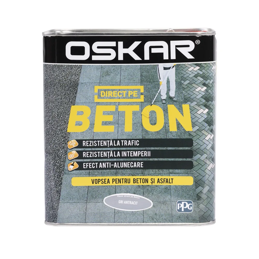 Email pe baza de solvent Oskar Direct pe Beton, gri antracit, aspect mat, 2.5 L
