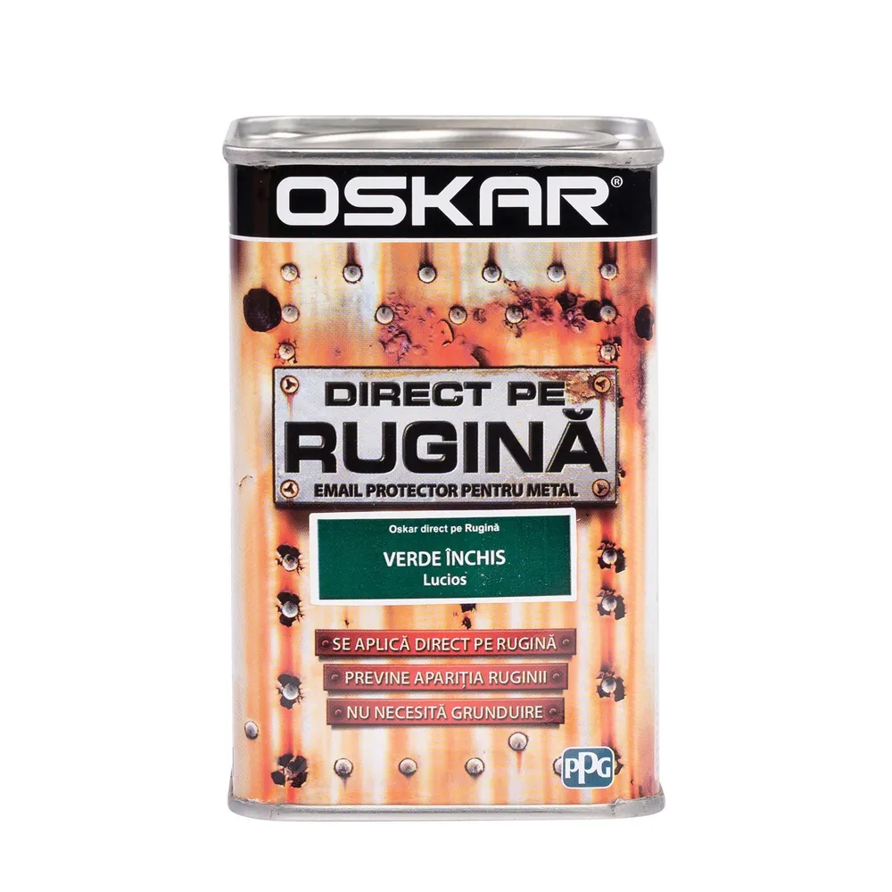 Email pe baza de solvent Oskar Direct pe Rugina, verde inchis, aspect lucios, 0.5 L