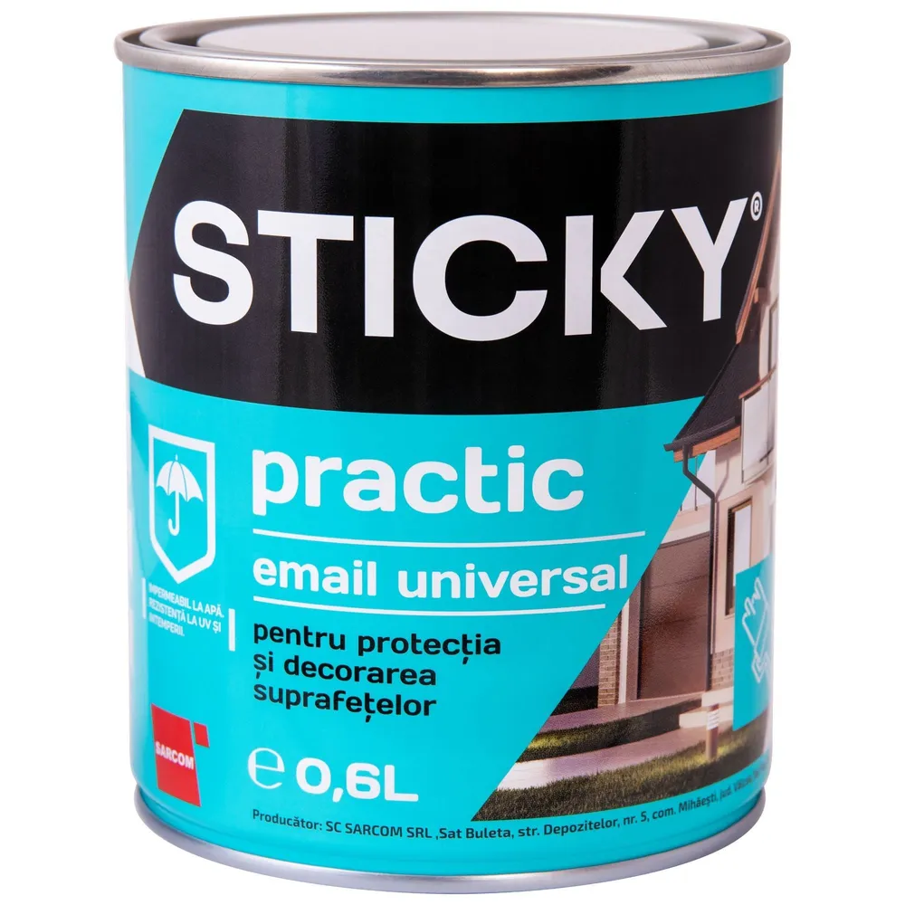 Email pe baza de solvent Sticky, pentru lemn si metal, crem, aspect satinat, 0.6 L