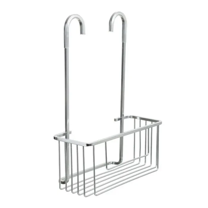Etajera baie din aluminiu Tatay S6604400, montaj pe baterie dus, finisaj cromat, un raft, 28 x 12.8 x 38.5 cm
