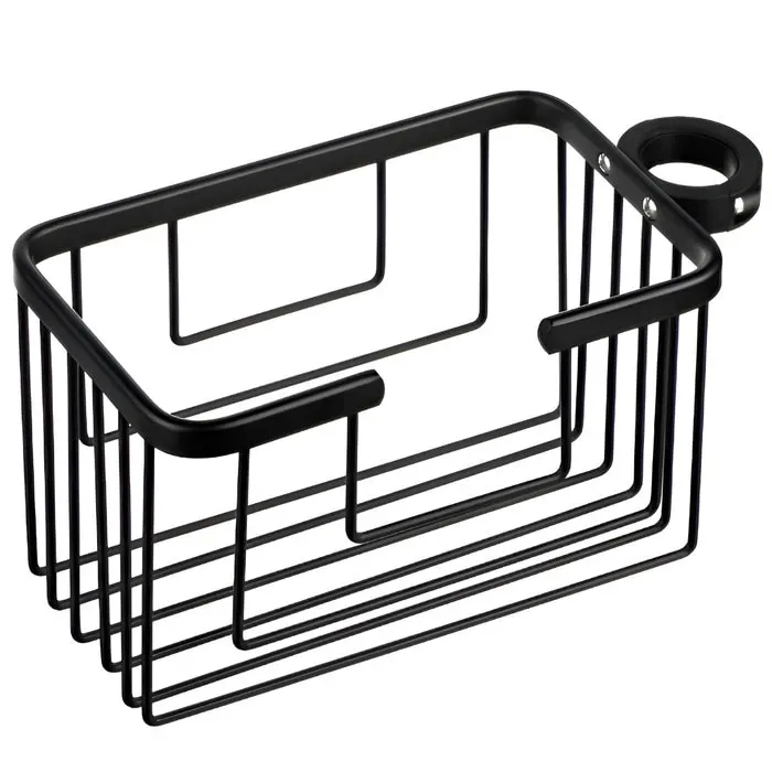 Etajera baie din aluminiu Tatay S6604927, montaj pe coloana / bara, negru, 1 raft, 12.5 x 11.5 x 24 cm