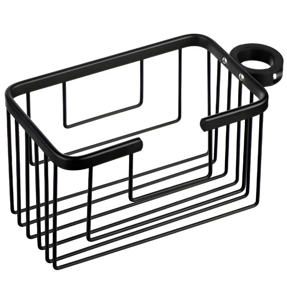 Etajera baie din aluminiu Tatay S6604927, montaj pe coloana / bara, negru, 1 raft, 12.5 x 11.5 x 24 cm