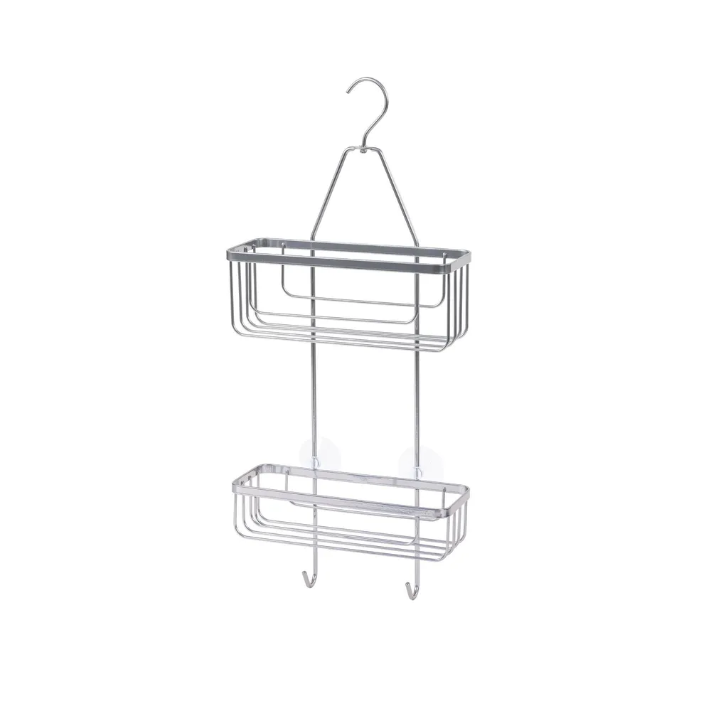 Etajera dus Sensea Essential, 24 x 9 x 55.4 cm, 2 rafturi, argintiu mat