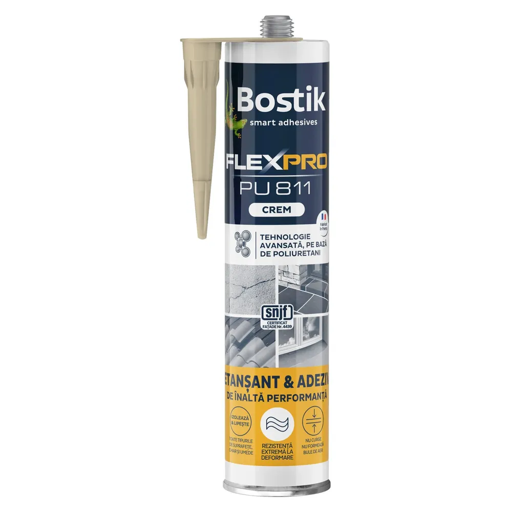 Etansant / adeziv poliuretanic, Bostik FlexPro PU 811, interior / exterior, crem, 300 ml