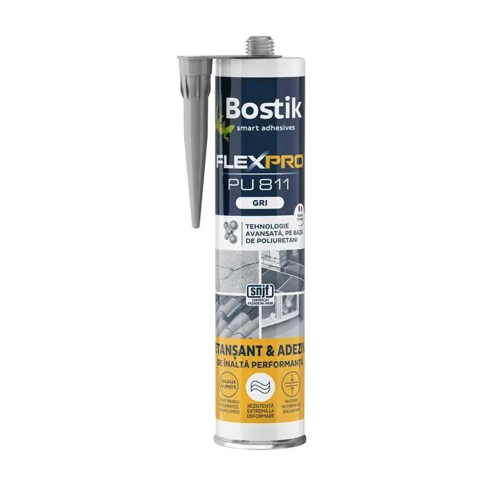 Etansant / adeziv poliuretanic, Bostik FlexPro PU 811, interior / exterior, gri antracit, 300 ml