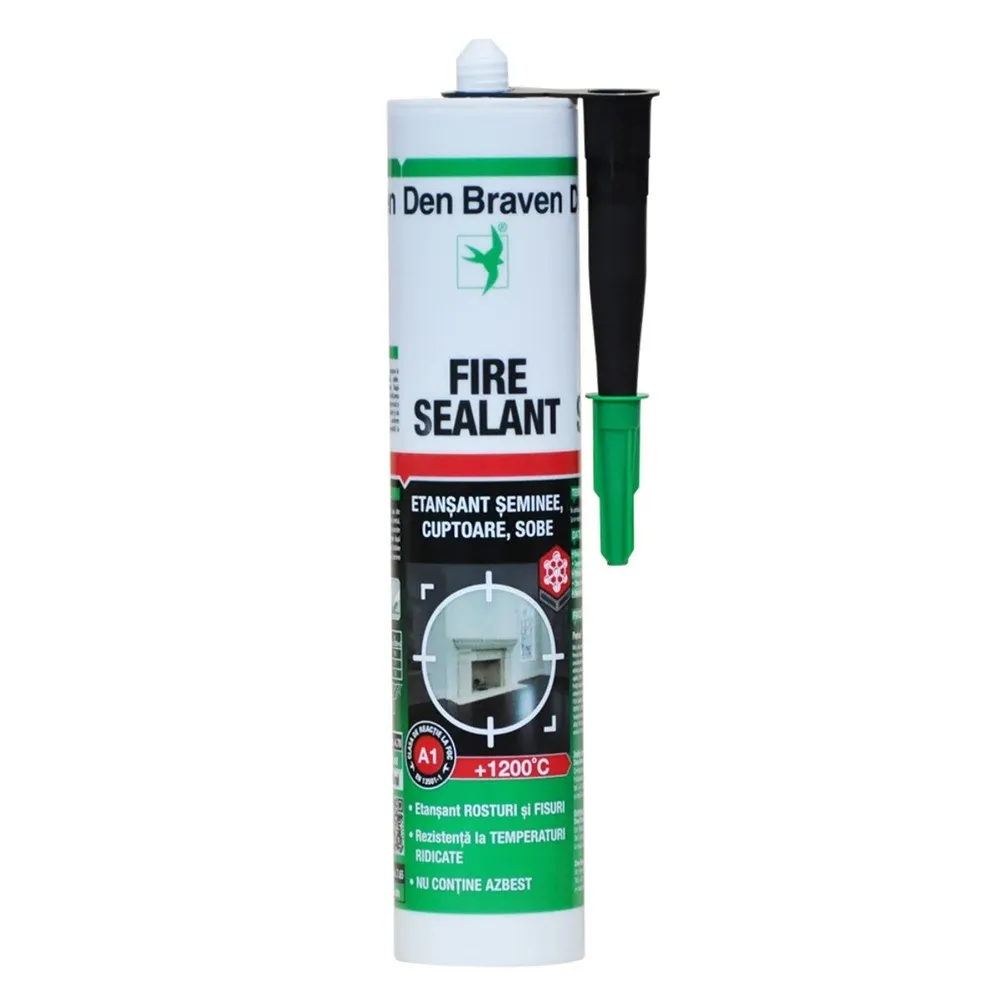 Etansant Den Braven Fire Sealant, negru, rezistent la temperatura, 280 ml