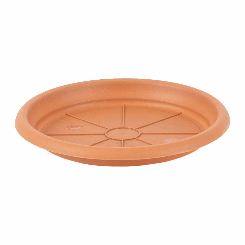 Farfurie ghiveci Dalia, plastic, Ø 14 cm, maro teracota