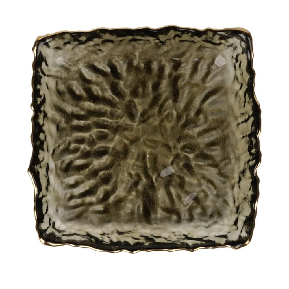 Farfurie patrata 2FXP625-HGR, sticla, negru, 16 x 16 cm