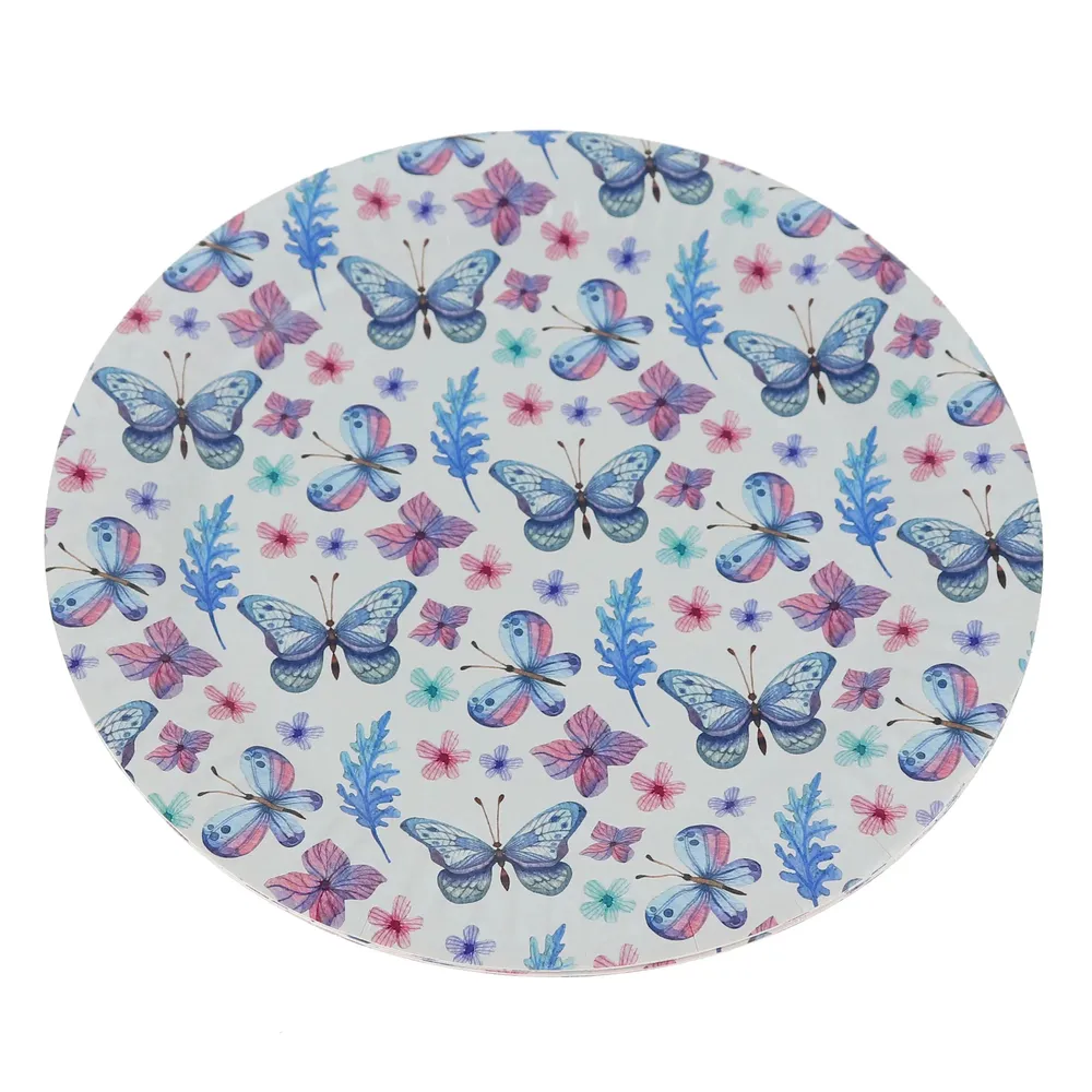 Farfurii rotunde Fluturi, carton, D 23 cm, set 10 bucati