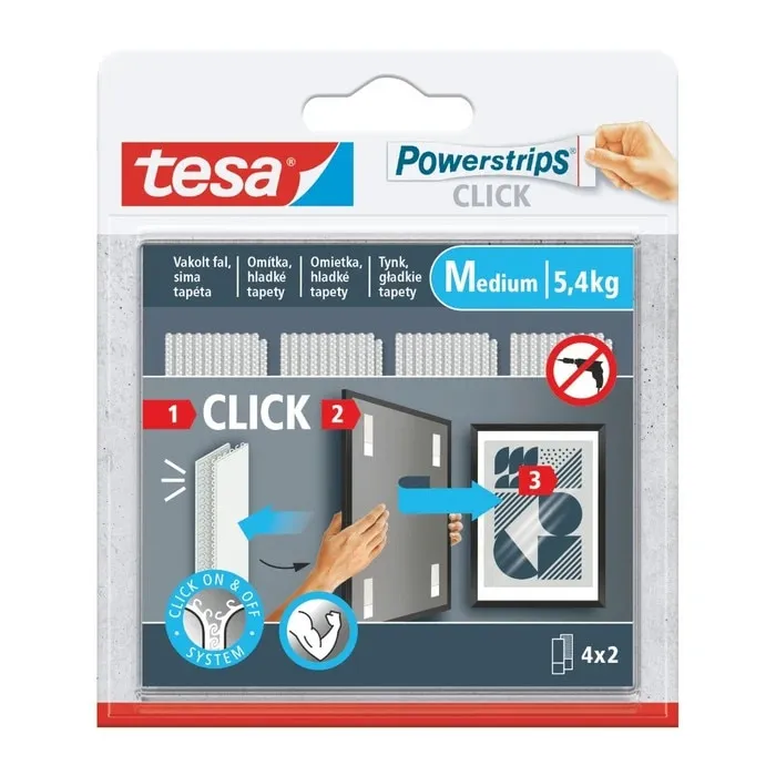 Fasie adeziva, tesa Powerstrips Click, tip arici, pentru fixare, 80 x 20 mm