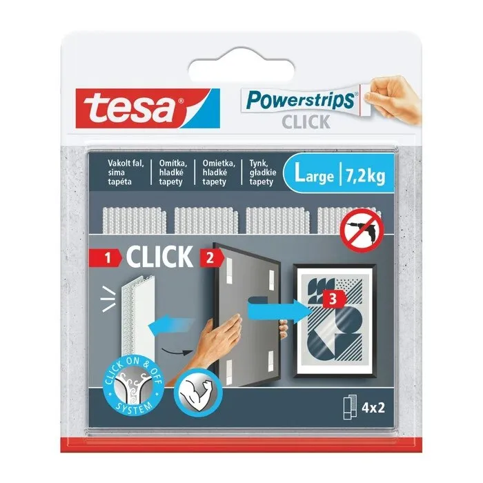 Fasie adeziva, tesa Powerstrips Click, tip arici, pentru fixare, 85 x 20 mm