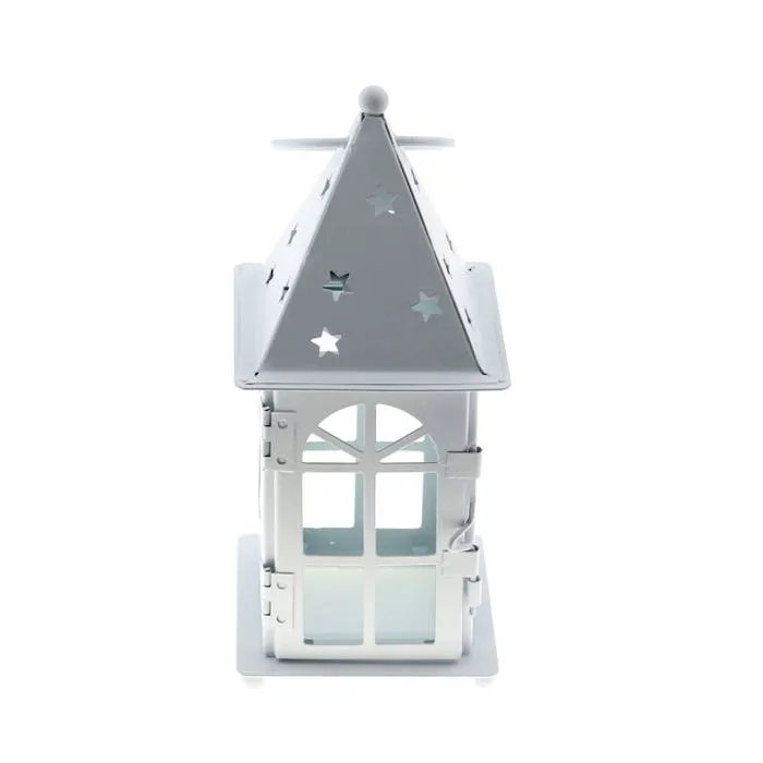 Felinar decorativ, W716, metal, alb, 7 x 7 x 17.5 cm