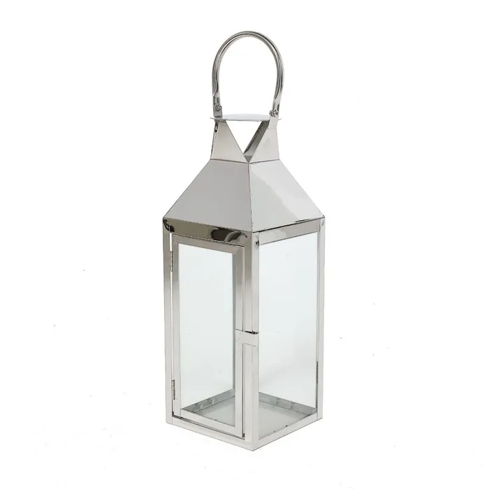 Felinar pentru gradina, inox, cu sticla, 15 x 14 x 40 cm