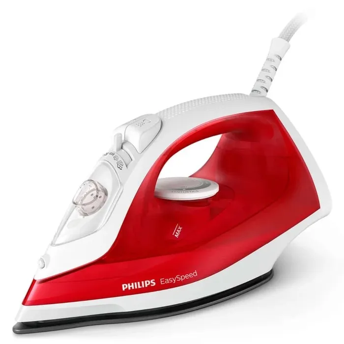 Fier de calcat Philips EasySpeed GC1742/40, 2000 W, talpa antiaderenta, 0.22 litri, 90 g/min, setare Eco, sistem anti-calcar CalcClean, rosu