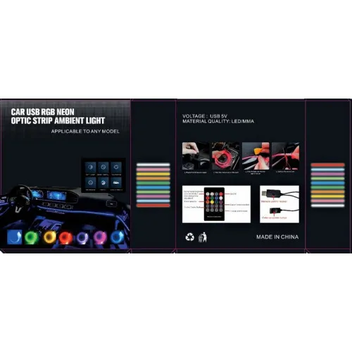Fir neon cu LED RGB conectare mufa USB si telecomanda 6 metri