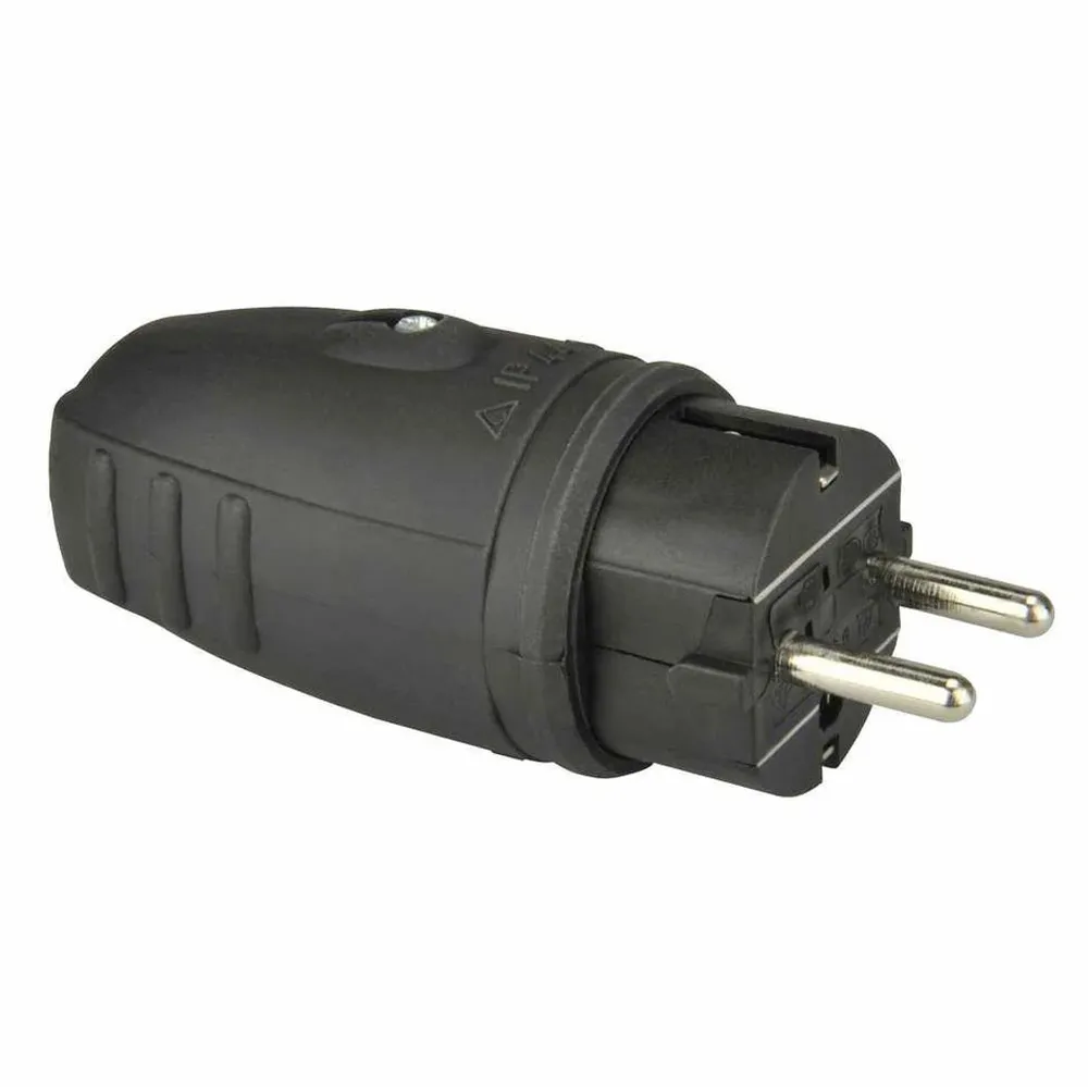 Fisa cauciuc 40548L, contact de protectie, 16A, negru