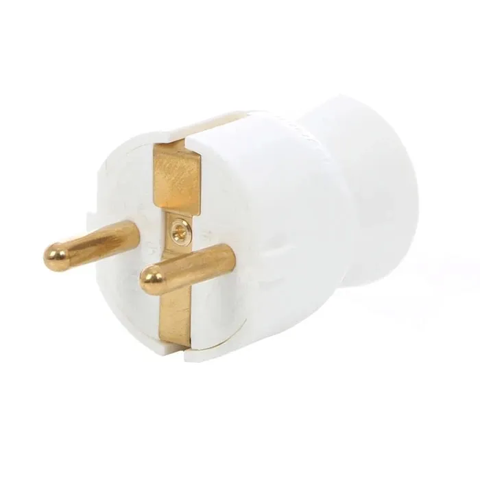 Fisa cu iesire dreapta 050315, contact de protectie, 16A, alb
