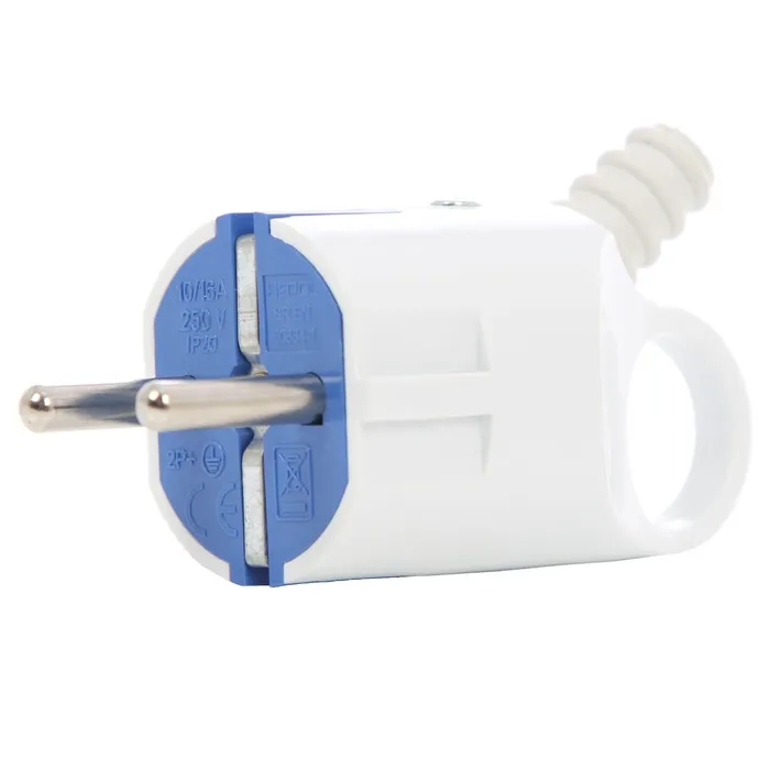 Fisa cu inel, contact de protectie, 10A, alb